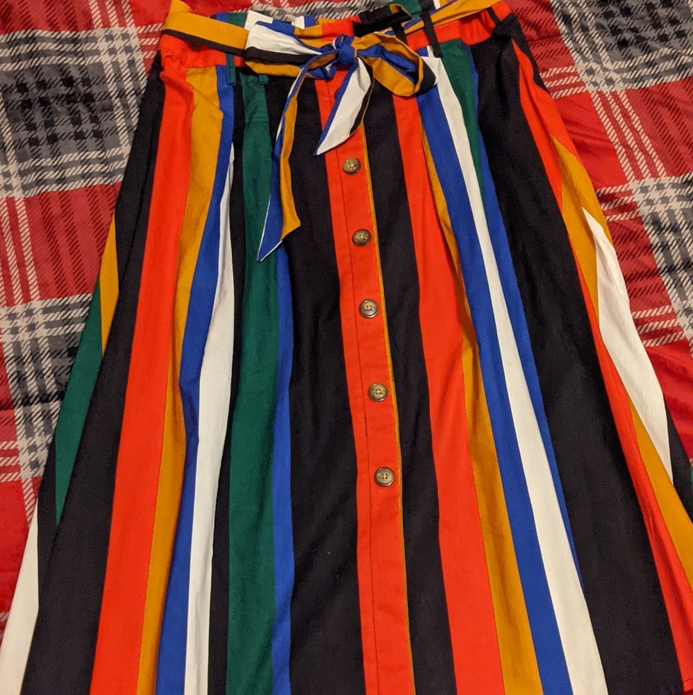 Multi-colored button up skirt